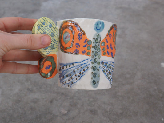 yellow and blue spot butterfly porcelain